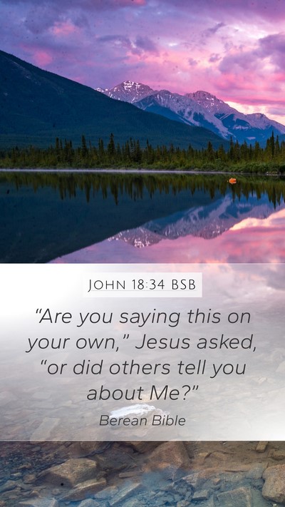John 18:34 BSB Mobile Phone Wallpaper - “Are you saying this on your own,” Jesus - Mobile Bible Verse Wallpaper