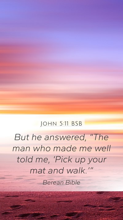John 5:11 BSB Mobile Phone Wallpaper - But he answered, “The man who made me well told - Mobile Bible Verse Wallpaper