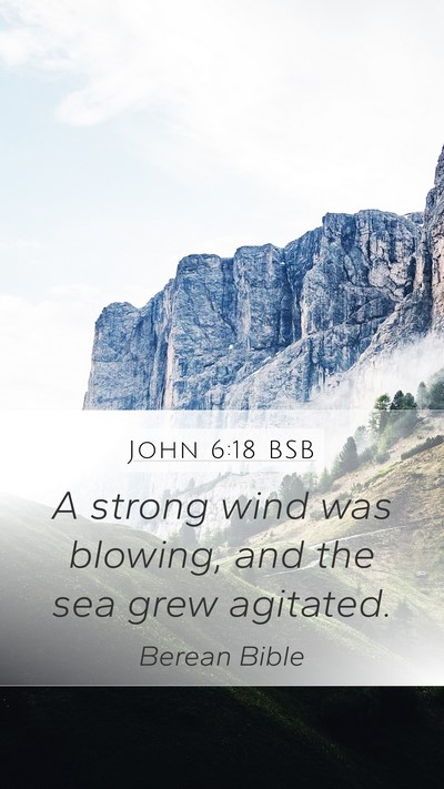 John 6:18 BSB Mobile Phone Wallpaper - A strong wind was blowing, and the sea grew - Mobile Bible Verse Wallpaper