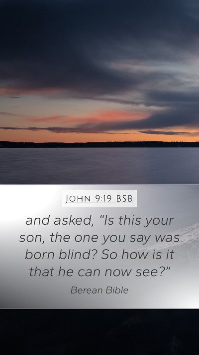 John 9:19 BSB Mobile Phone Wallpaper - and asked, “Is this your son, the one you say - Mobile Bible Verse Wallpaper