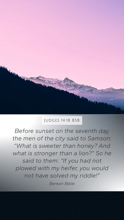 Judges 14:18 BSB Mobile Phone Wallpaper - Before sunset on the seventh day, the men of the - Mobile Bible Verse Wallpaper