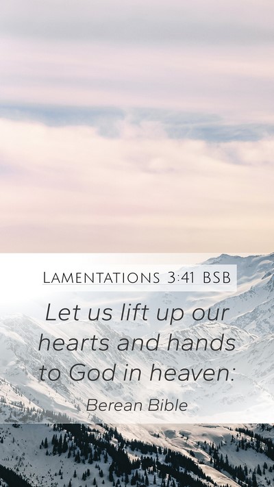 Lamentations 3:41 BSB Bible Verse Image