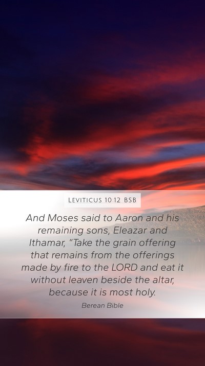 Leviticus 10:12 BSB Bible Verse Image