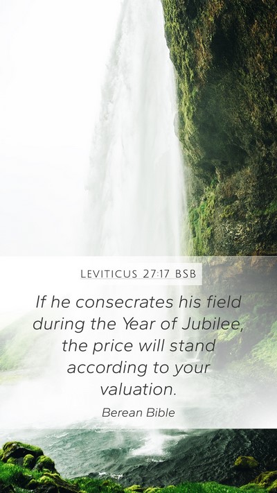 Leviticus 27:17 BSB Mobile Phone Wallpaper - If he consecrates his field during the Year of - Mobile Bible Verse Wallpaper