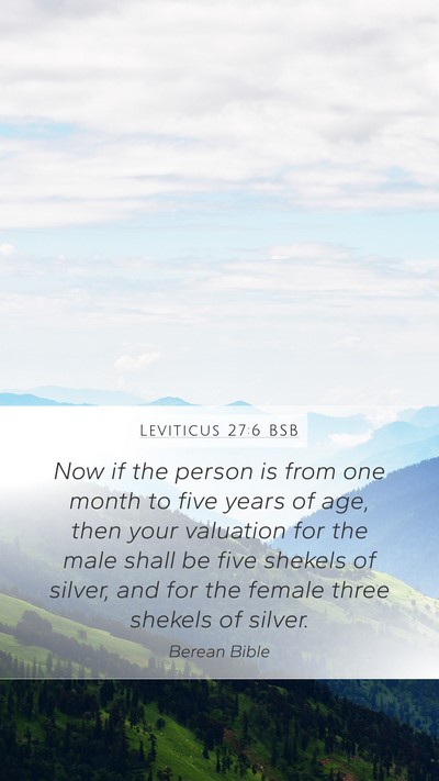 Leviticus 27:6 BSB Mobile Phone Wallpaper - Now if the person is from one month to five years - Mobile Bible Verse Wallpaper