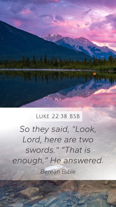 Luke 22:38 BSB Mobile Phone Wallpaper - So they said, “Look, Lord, here are two - Mobile Bible Verse Wallpaper