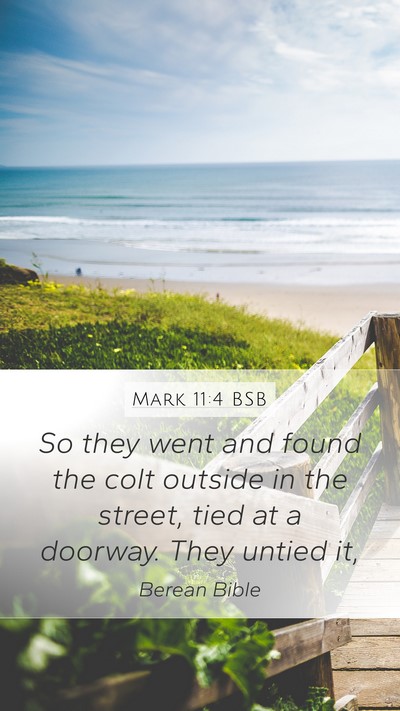 Mark 11:4 BSB Mobile Phone Wallpaper - So they went and found the colt outside in the - Mobile Bible Verse Wallpaper