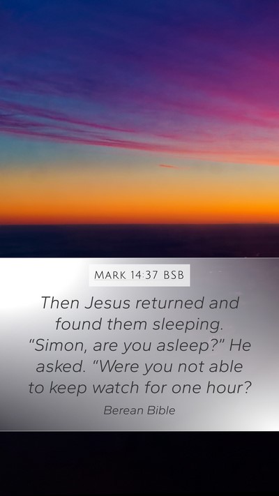 Mark 14:37 BSB Bible Verse Image