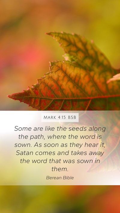 Mark 4:15 BSB Mobile Phone Wallpaper - Some are like the seeds along the path, where the - Mobile Bible Verse Wallpaper
