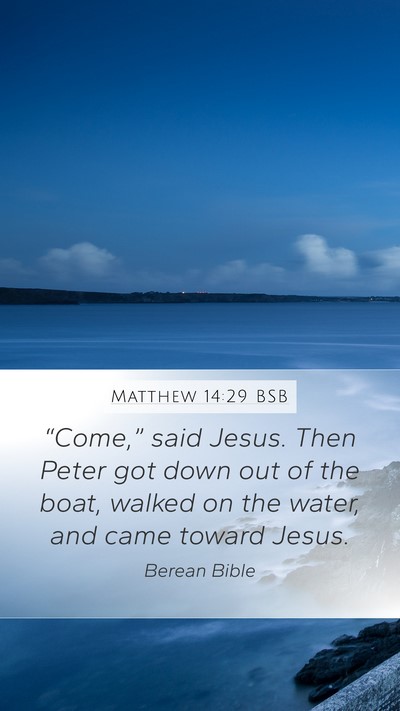 Matthew 14:29 BSB Mobile Phone Wallpaper - “Come,” said Jesus. Then Peter got down out - Mobile Bible Verse Wallpaper