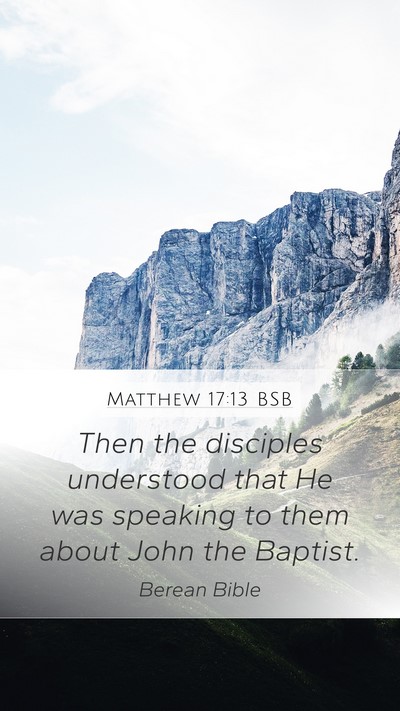 Matthew 17:13 BSB Mobile Phone Wallpaper - Then the disciples understood that He was - Mobile Bible Verse Wallpaper