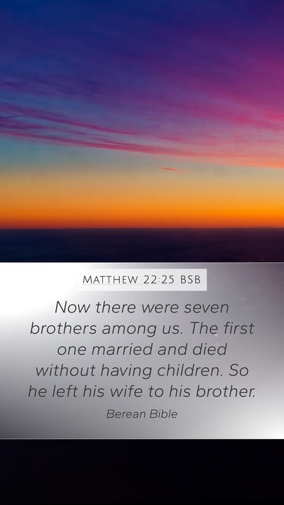 Matthew 22:25 BSB Bible Verse Image
