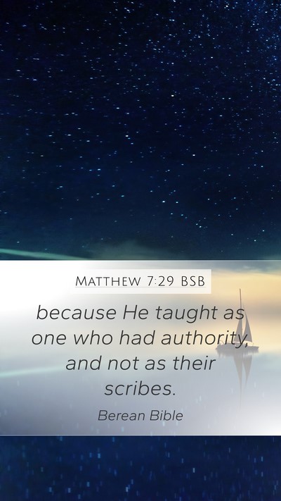 Matthew 7:29 BSB Bible Verse Image