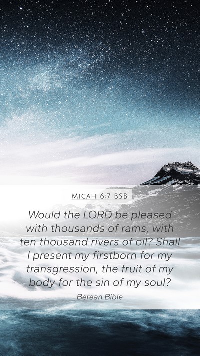 Micah 6:7 BSB Bible Verse Image