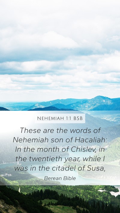 Nehemiah 1:1 BSB Mobile Phone Wallpaper - These are the words of Nehemiah son of Hacaliah: - Mobile Bible Verse Wallpaper