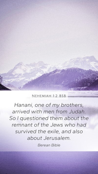 Nehemiah 1:2 BSB Mobile Phone Wallpaper - Hanani, one of my brothers, arrived with men from - Mobile Bible Verse Wallpaper