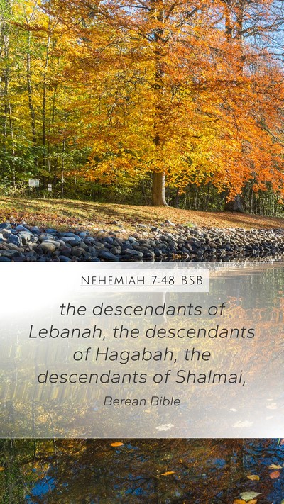 Nehemiah 7:48 BSB Mobile Phone Wallpaper - the descendants of Lebanah, the descendants of - Mobile Bible Verse Wallpaper