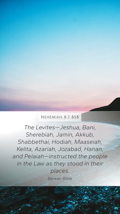 Nehemiah 8:7 BSB Mobile Phone Wallpaper - The Levites—Jeshua, Bani, Sherebiah, Jamin, - Mobile Bible Verse Wallpaper
