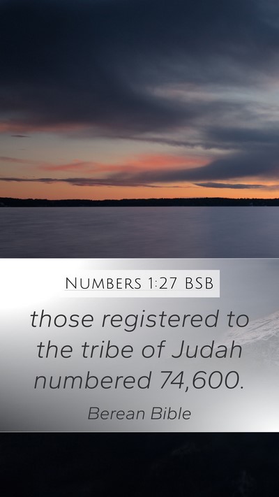 Numbers 1:27 BSB Mobile Phone Wallpaper - those registered to the tribe of Judah numbered - Mobile Bible Verse Wallpaper