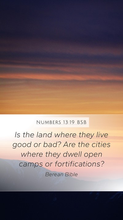 Numbers 13:19 BSB Mobile Phone Wallpaper - Is the land where they live good or bad? Are the - Mobile Bible Verse Wallpaper