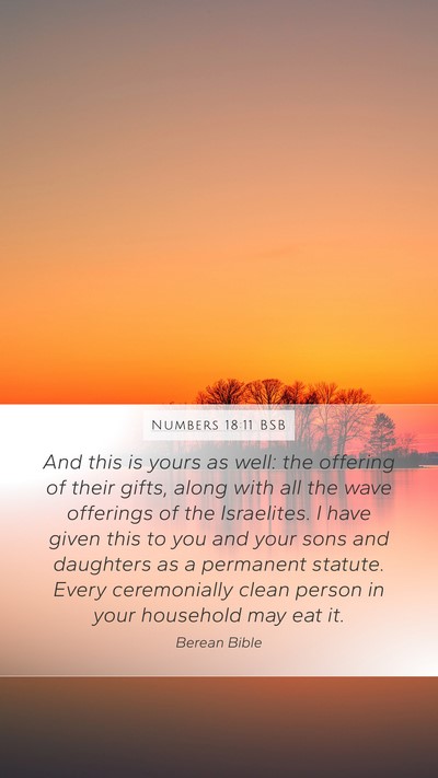 Numbers 18:11 BSB Mobile Phone Wallpaper - And this is yours as well: the offering of their - Mobile Bible Verse Wallpaper