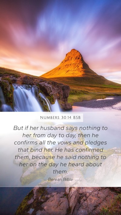 Numbers 30:14 BSB Mobile Phone Wallpaper - But if her husband says nothing to her from day - Mobile Bible Verse Wallpaper