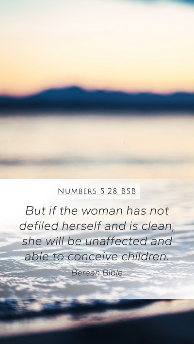 Numbers 5:28 BSB Mobile Phone Wallpaper - But if the woman has not defiled herself and is - Mobile Bible Verse Wallpaper