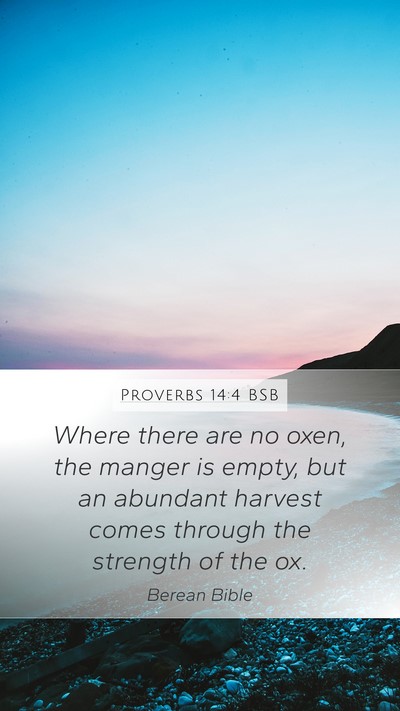 Proverbs 14:4 BSB Mobile Phone Wallpaper - Where there are no oxen, the manger is empty, but - Mobile Bible Verse Wallpaper