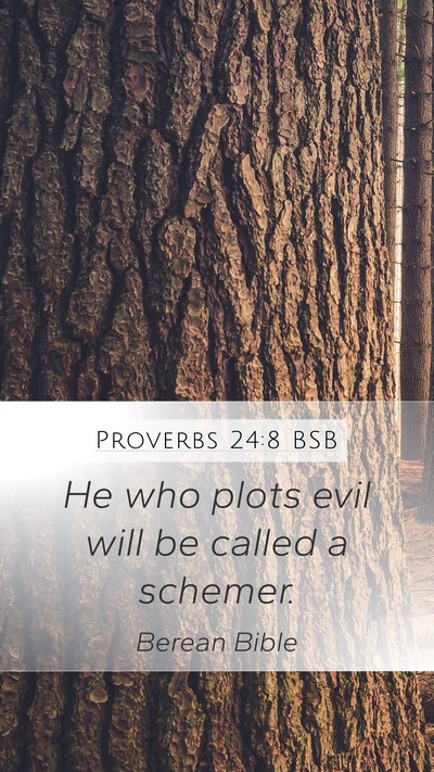 Proverbs 24:8 BSB Mobile Phone Wallpaper - He who plots evil will be called a - Mobile Bible Verse Wallpaper
