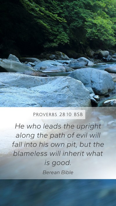 Proverbs 28:10 BSB Bible Verse Image