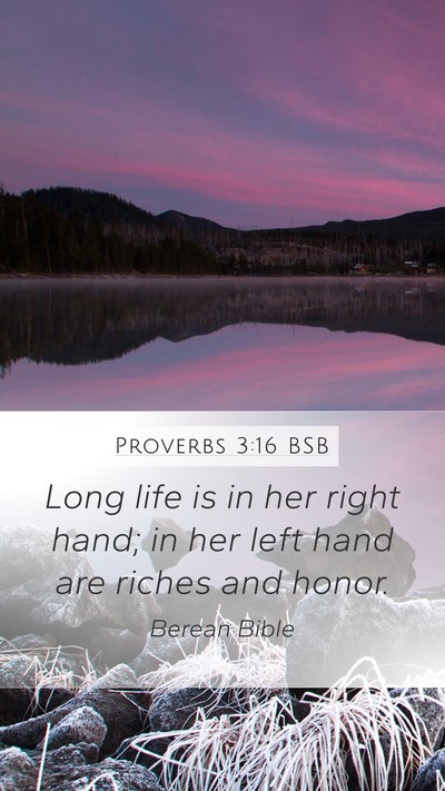 Proverbs 3:16 BSB Bible Verse Image