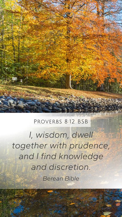 Proverbs 8:12 BSB Mobile Phone Wallpaper - I, wisdom, dwell together with prudence, and I - Mobile Bible Verse Wallpaper