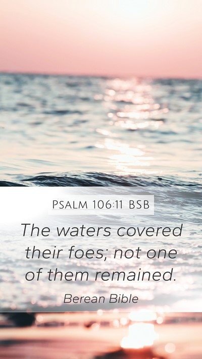 Psalm 106:11 BSB Mobile Phone Wallpaper - The waters covered their foes; not one of them - Mobile Bible Verse Wallpaper
