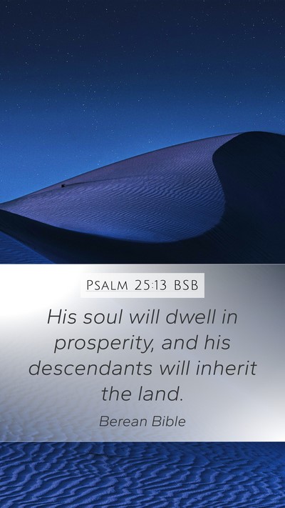 Psalm 25:13 BSB Mobile Phone Wallpaper - His soul will dwell in prosperity, and his - Mobile Bible Verse Wallpaper