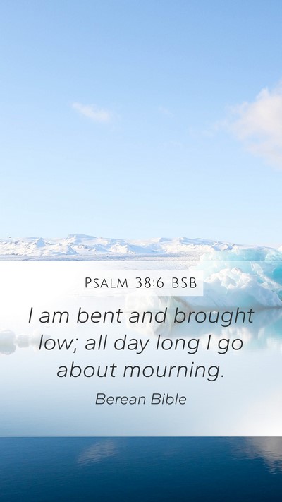 Psalm 38:6 BSB Mobile Phone Wallpaper - I am bent and brought low; all day long I go - Mobile Bible Verse Wallpaper
