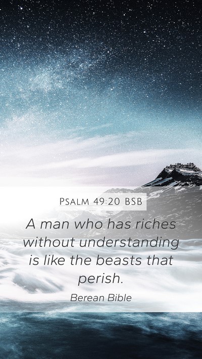 Psalm 49:20 BSB Mobile Phone Wallpaper - A man who has riches without understanding is - Mobile Bible Verse Wallpaper