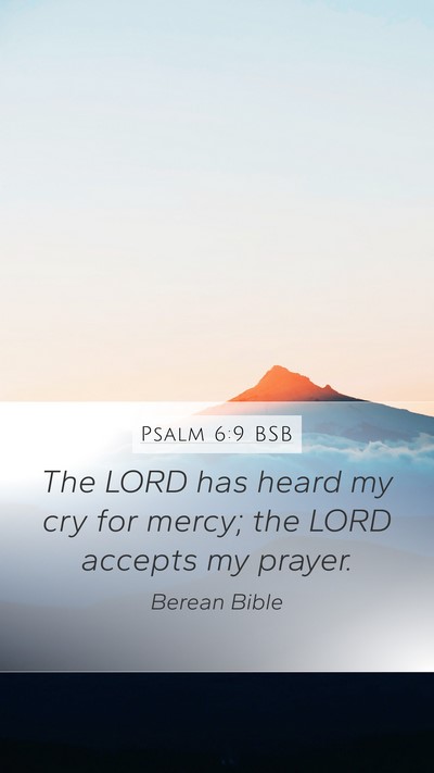 Psalm 6:9 BSB Mobile Phone Wallpaper - The LORD has heard my cry for mercy; the LORD - Mobile Bible Verse Wallpaper