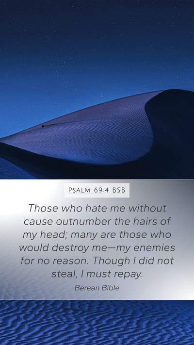 Psalm 69:4 BSB Mobile Phone Wallpaper - Those who hate me without cause outnumber the - Mobile Bible Verse Wallpaper