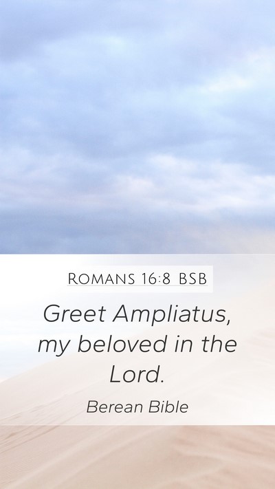 Romans 16:8 BSB Mobile Phone Wallpaper - Greet Ampliatus, my beloved in the - Mobile Bible Verse Wallpaper