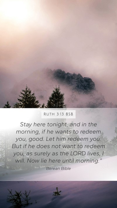 Ruth 3:13 BSB Mobile Phone Wallpaper - Stay here tonight, and in the morning, if he - Mobile Bible Verse Wallpaper